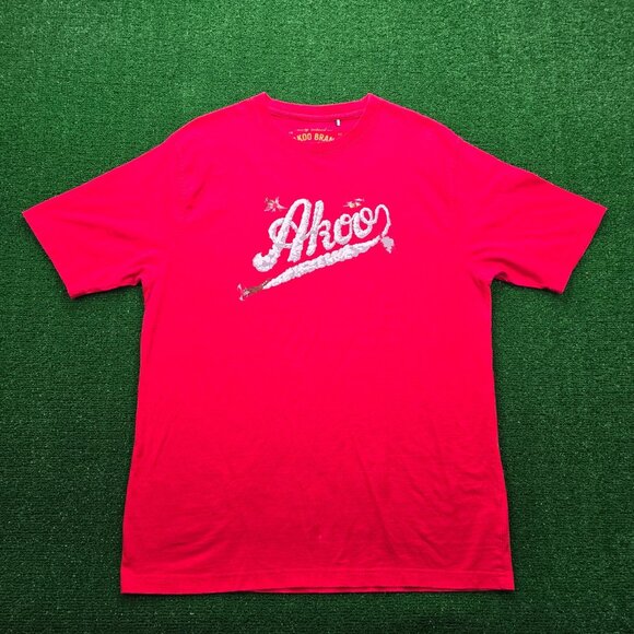 AKOO Tshirt Mens XL Red Short Sleeve Jet Fighter Smoke Graphic Streetwear - Picture 1 of 8